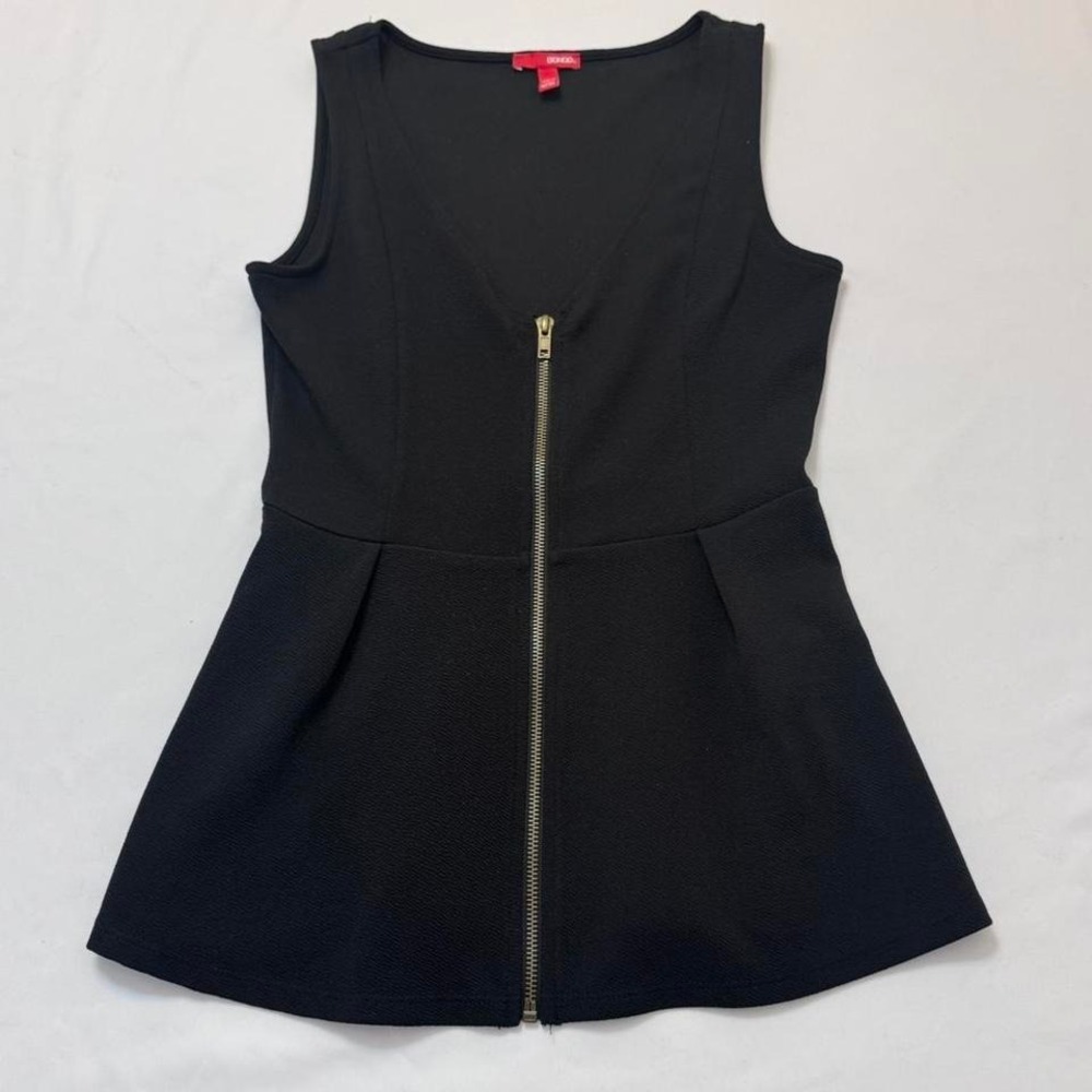 Bongo Black Zip Up Peplum Top Y2K Whimsygoth